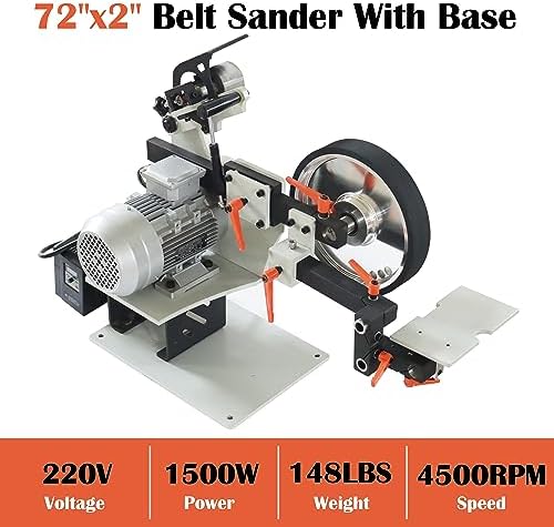 Belt Sander 2Hp Variable Speed Power Bench Sander 2"X72" Belt Sander for Metal Working Knife Making with 3 Grinding Wheel and Base 220V