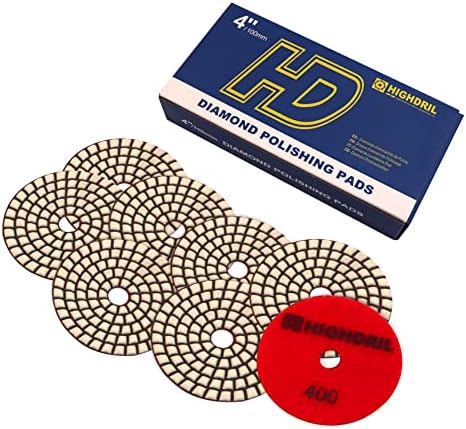 Dry Diamond Polishing Pads - 8pcs 4 inch #400 Sanding Pads Kit for Granite Marble Ceramic Used on Angle Grinder or Polisher