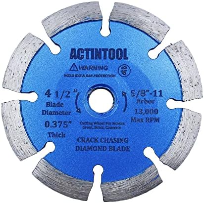 4 1/2 Inch 0.375" Width 5/8"-11 Arbor Crack Chaser Blade, Diamond Mortar Removal Blade for Concrete 4.5, Mortar Removing Tuckpointing Blade (4.5" x 0.375")
