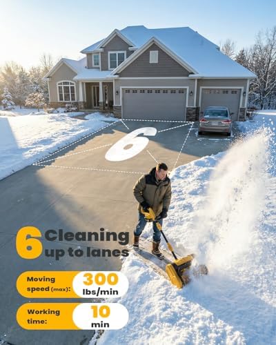 Cordless Snow Shovel Kit with 2 Batteries (4.0Ah) – Lightweight Electric Snow Blower for Seniors with Adjustable Directional Throw – 21V Battery Powered Snow Shovel for Patios, Decks & Steps