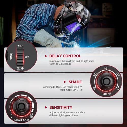 ARCCAPTAIN Welding Helmet, 3.94"×3.66" Auto Darkening Welding Hood