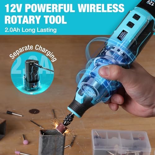 DURATECH 12V Cordless Rotary Tool Kit with 118PCS Accessories