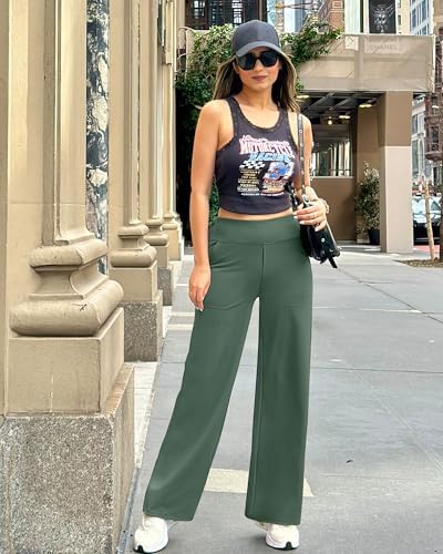 G4Free Yoga Pants for Women Wide Leg Pants with Pockets High Waisted