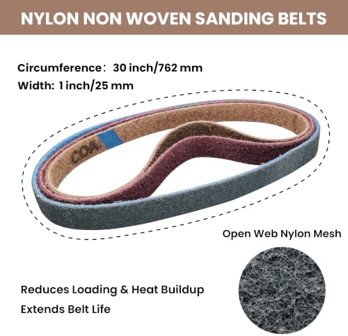 1x30 Non Woven Surface Conditioning Sanding Belts, 3 Pack