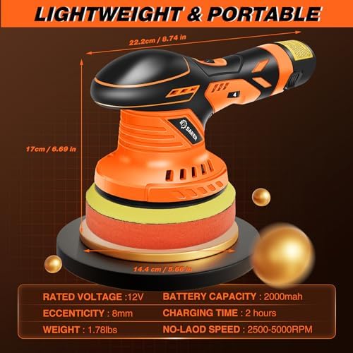 Saker 6 Inch Fast Charging Cordless Car Buffer Polisher Kit with 2 Battery Bundle Saker 10 PCS Buffing Bonnet Pads (Only Attachment)