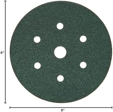 3M Green Corps Hookit Sanding Discs, Dust Free, 00612, 6 in, 80+ Grade, Pack of 25 Production Discs, for Coating Removal, Metal Surfaces, Auto Sanding