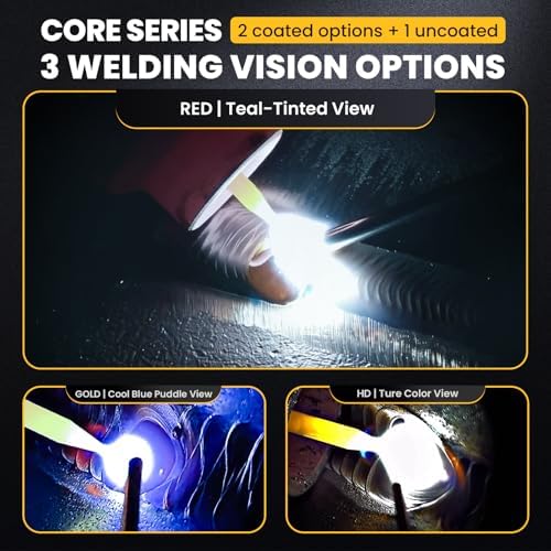 Flex Series Red Shade 5-13 Auto Darkening Welding Lens 2x4-1/4, Adjustable Welding Lens with Sensitivity & Delay Control, Teal Clarity View for Welding Hoods