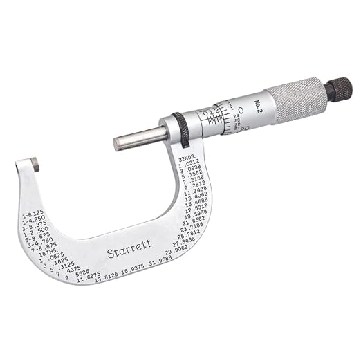 Starrett Outside Micrometer with One-Piece Spindle, Satin Chrome Finish and Advanced Sleeve Design - Quick and Easy Adjustment, 1-2" Range, .0001" Graduations - T2XRL