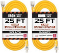Iron Forge Cable 10 Gauge Extension Cord Heavy Duty, 25 Ft - Yellow SJTW