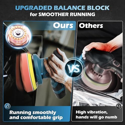 Saker Cordless Car Buffer Polisher - 6 Inch Portable Polishing Waxer Machine Kit for Car Detailing, with 3PCS 12V 2000mAh Batteries, Cloth, Bag, Gloves, Extends to 22 Attachments