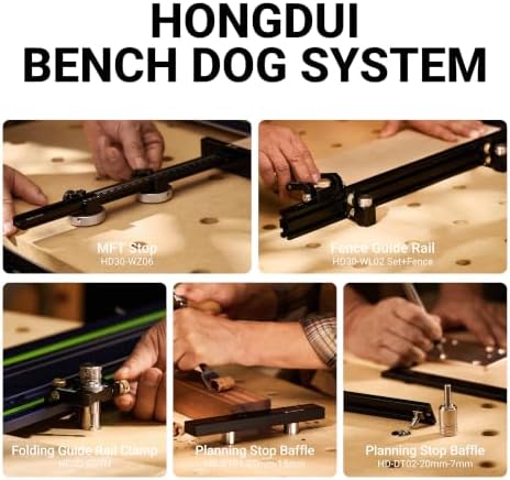 HONGDUI HONGDUI 20mm Bench Dog 304 Stainless Steel Extend 12mm Above the MFT for 20mm Chamfered Dog Holes with Expansion Locking O-ring MFT Accessories