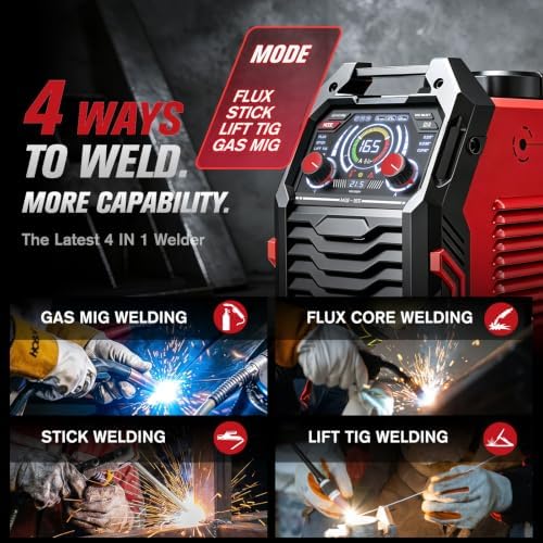 165A MIG Welder 110V/220V [Large LED Display] 4in1 Welding Machine