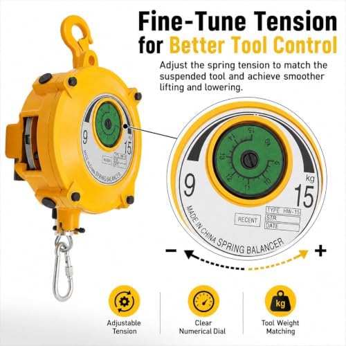 Spring Balancer, 20-33lbs Retractable Spring Balancer with Hook, 5 Ft Adjustable Retractable Tool Fixture Holder for Assembly Lines, Automotive Processing, Accessory Welding, etc