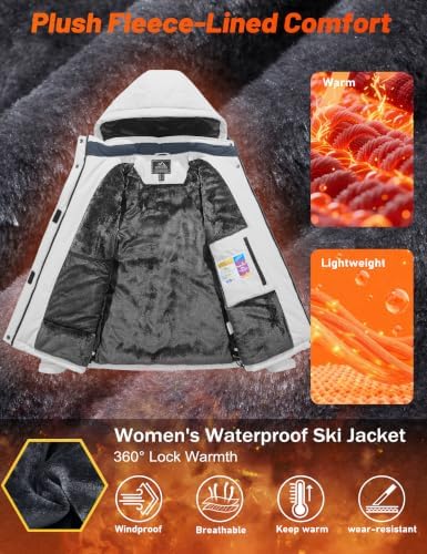 MAGCOMSEN Women's Winter Coats Waterproof Ski Snow Warm Fleece Lined Jacket