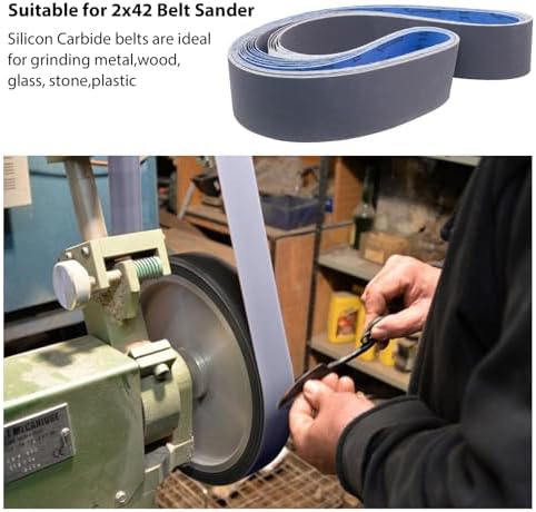 2 x 42 Inch Silicon Carbide Sanding Belts, 15 Pack