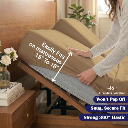 JS Sanders Collection Split Head Sheet Set 4PC Cal. King Size, Taupe