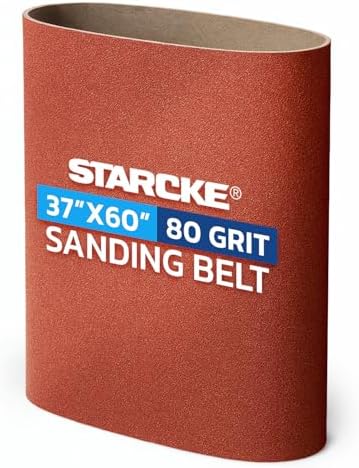 37 x 60 Inch Sanding Belts - 80 Grit Aluminum Oxide Belt Sanders for Woodworking and Metal, German Quality Heavy Duty Cloth Belt Sanding with Smooth Running Joint, Wide Sander Belts - 1 Pack
