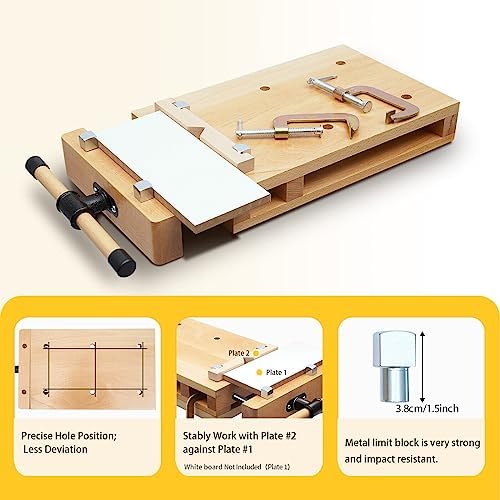 Wood Vise Workbench, Desktop Hard Woodworking Vise Workbench with Two G-type Fixing Clips Portable Smart Vice Clamps for Woodworking Chiseling, Planing, Cutting, And Graving