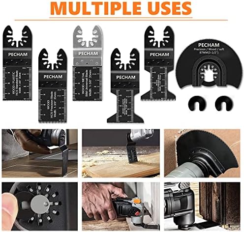 PECHAM 24PCS Universal Wood Metal Oscillating Multitool Quick Release Saw Blades Fit Porter Cable Black & Decker Rockwell Ridgid Ryobi Milwaukee Chicago
