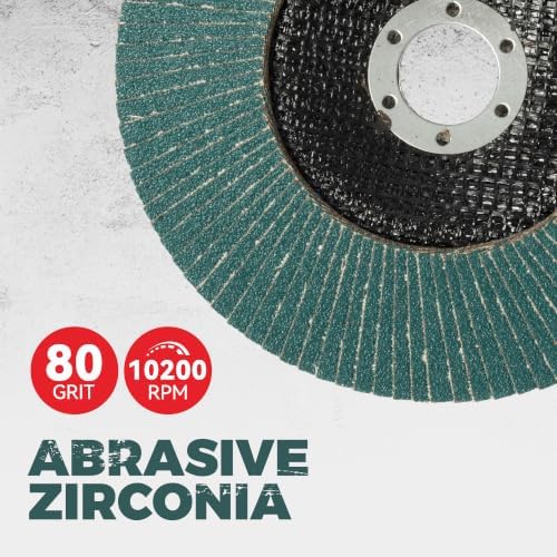 10 Pack 6" x 7/8" Zirconia Flap Discs, T29 Grinding Wheel, 80 Grit