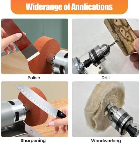 Mini Benchtop Sander Electric Bench Grinder Spindle Sander Low Noise Polishing Grinding Machine 7 Adjustable Speed Small Grinder for Woodworking Knife Making Crafts DIY