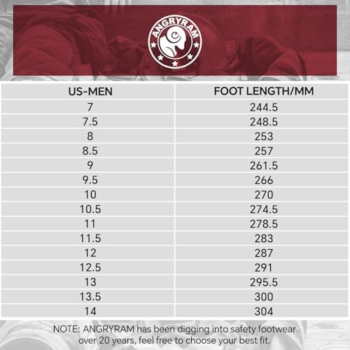ANGRYRAM Slip on Steel Toe Work Boots for Men Waterproof Safety Shoes