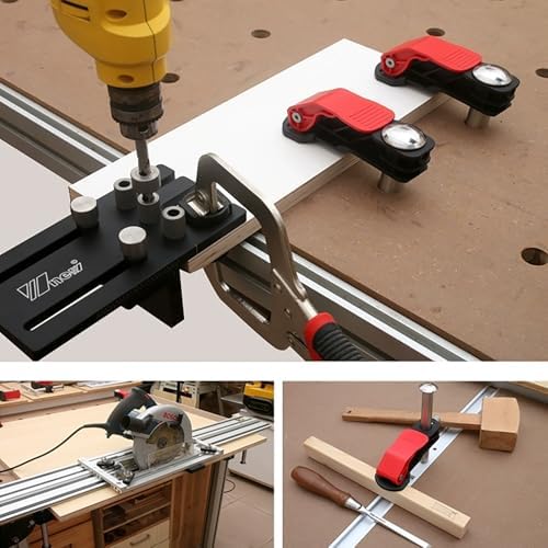 2Pcs Bench Dog Clamp, 20mm Adjustable Dog Hole Hold Down Clamp Jig, Quick Release Firm Grip Benchtop Hold Down Clamp for Woodworking Tools