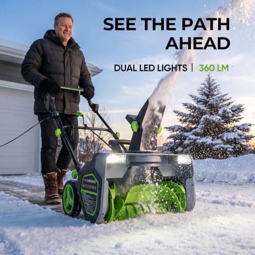 1800W Corded Electric Snow Blower, Snow Thrower for Driveways/Patio