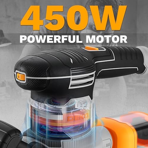 Random Orbital Sander: DEKOPRO 4.5A Corded Electric Sander Palm Sanders, 6 Various Speeds Hand Sander with Replaceable Sander Pad, Dust Box, 31Pcs Sandpapers for Woodworking & Sanding