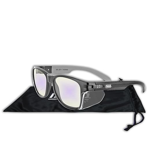 MAGID Y50 Safety Glasses for Construction | Black Frame — 6 Pairs, Blue Blocking Lens | Side Shields, ANSI Z87.1+, Anti-Fog, Scratch-Resistant, 99.9% UV Protection, Polycarbonate Lens