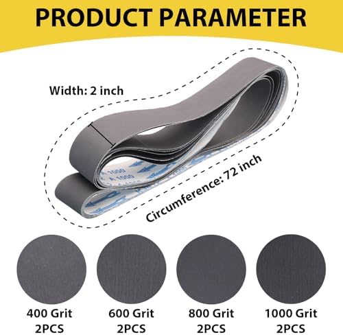 2 x 72 Inch Silicon Carbide Sanding Belts, 8 Pack