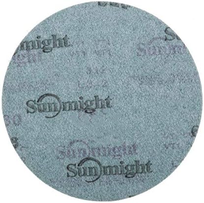 Sunmight Film Grip No Hole 6 Inch Sanding Discs - 150 Grit, Premium Aluminum Oxide - Strong Film Backing for Automotive, Marine, Wood & Metal Applications - Excellent Cutting and Long Life (50 Pcs)