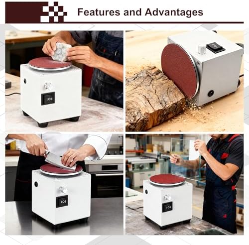6 inch Mini Disc Sander & Bench Grinder for Wood, Stone, Scissors Sanding