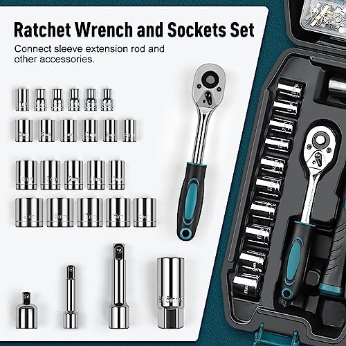 Sundpey 281 Pcs Home Tool Kit Portable Complete General Hand Tool Set Blue