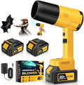 Leaf Blower Cordless, Handheld Leaf Blower with 2 X 4.0Ah Battery and Charger, Snow Blower with 6 Speed Modes, Lightweight Blowers for Lawn Care, Patio, Yard, Blowing Snow, Leaves, Dust-Yellow