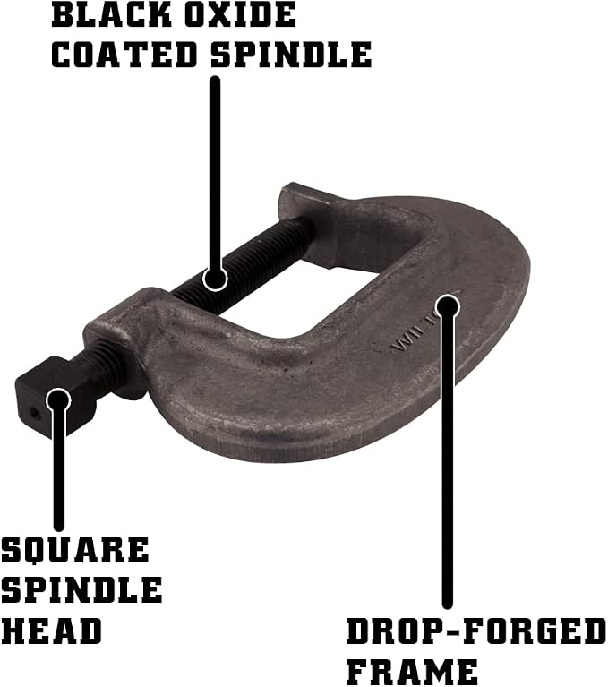 Wilton Brute Force C-Clamp, 1-3/8" Opening, 1-1/16" Throat, 5600 Lbs. Clamping Force (Model 1 F.C.) (Pack of 2)