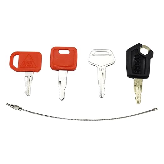 4 PCS Heavy Equipment Ignition Key Compatible with Komatsu Replace John Deere for Hitachi Cat Replace AT195302 H800 5P8500 787