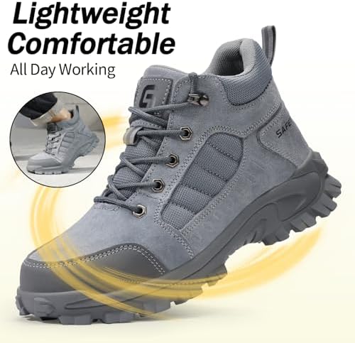 GUSAYEX Steel Toe Boots for Men Puncture Resistant Work Boots