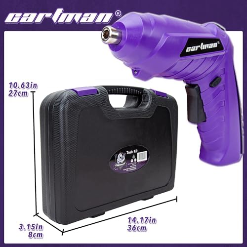 CARTMAN 149PCS Tool Set, Purple Cordless Screwdriver, Home Repair Tool Kit