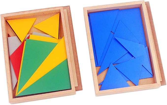 Montessori Wood Math Geometry Shape Teaching Aids Constructive Triangles Rectangular Pentagon 5 Sets Early Preschool Educational Toys