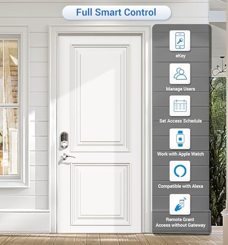 Veise RZ07B Fingerprint Smart Lock with 2 Lever Handle Set, Satin Nickel