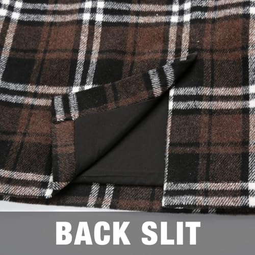 IDEALSANXUN Plaid Skirts for Women Fall Winter Knee Length Pencil Wool Skirt with Slit