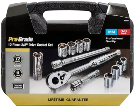 Pro-Grade 12-Piece 3/8-Inch Drive Metric Mechanics Tool Set, 19306 | Dyna Drive Technology Maximizes Torque and Helps Prevent Fastener Rounding