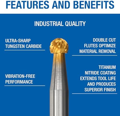 Champion Cutting Tool SD1 Double Cut TiN Coated Carbide Bur