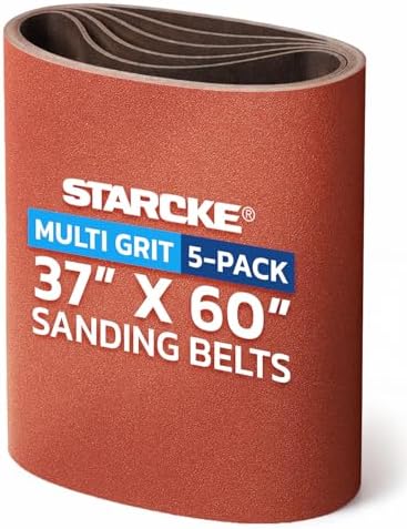 37 x 60 Inch Sanding Belts - Multi Grit Aluminum Oxide Belt Sanders for Woodworking and Metal, German Quality Heavy Duty Cloth Belt Sanding with Smooth Running Joint, Wide Sander Belts - 5 Pack