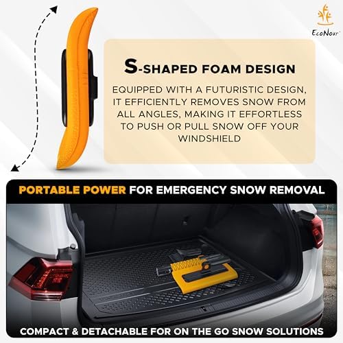 EcoNour 48" Snow Broom with Ice Scraper for Car Windshield & Windows