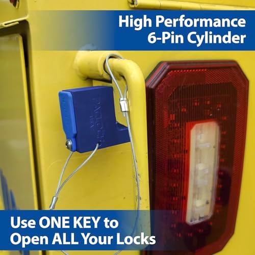 PACLOCK's 17-600-Series Block-Lock, UCS, High Performance 6-Pin Cylinder, One Lock Keyed to a Number U-Pick! w/ 2 Keys, Blue Anodized Aluminum