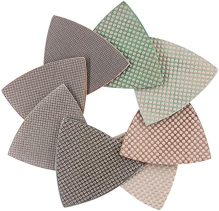 Triangle Diamond Sandpaper Sheet Discs Sanding Pads for for Grinding Stone Glass Ceramic 3"(80mm) Mix Grit/8pcs