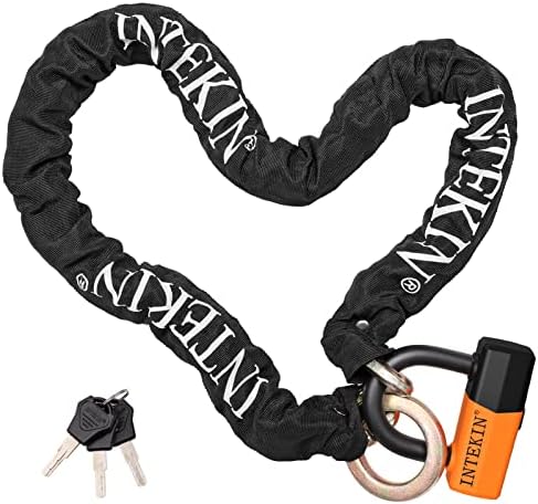 Motorcycle Chain Locks 5FT Motorcycle Lock 12mm Thick Bike Chain Lock Heavy Duty Chain Lock with 16mm/0.64inch Disc Lock for Motorcycles, Scooters, Gates and More, Orange