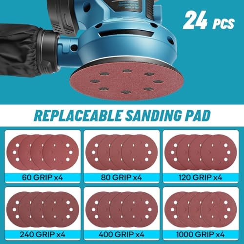 5" Cordless Random Orbital Sander for Makita 18V Battery, Bare Tool